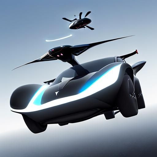 Visualize what technology might look like in the years to come. Design a sleek flying car