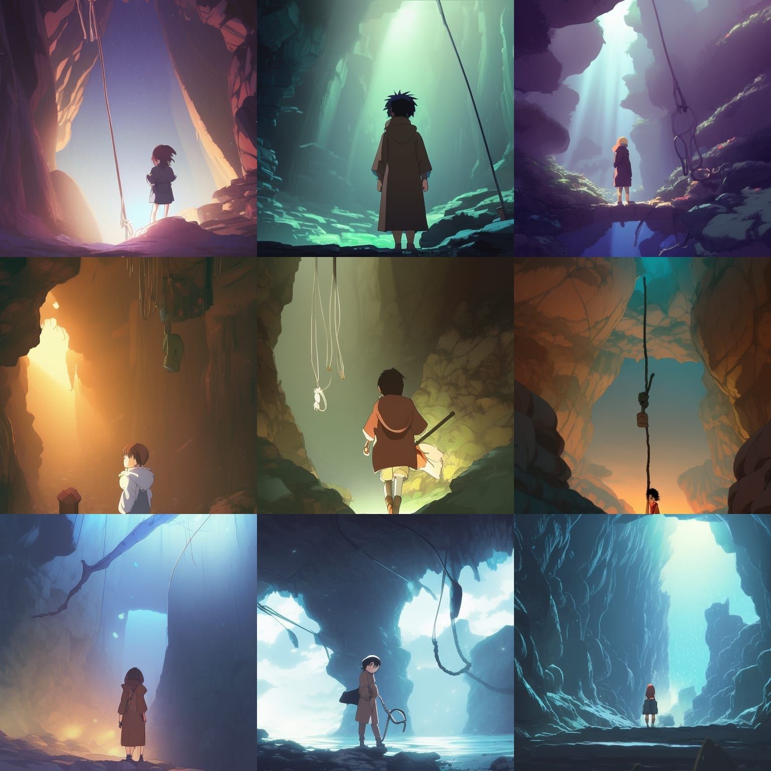 Underground Cave in Anime Style