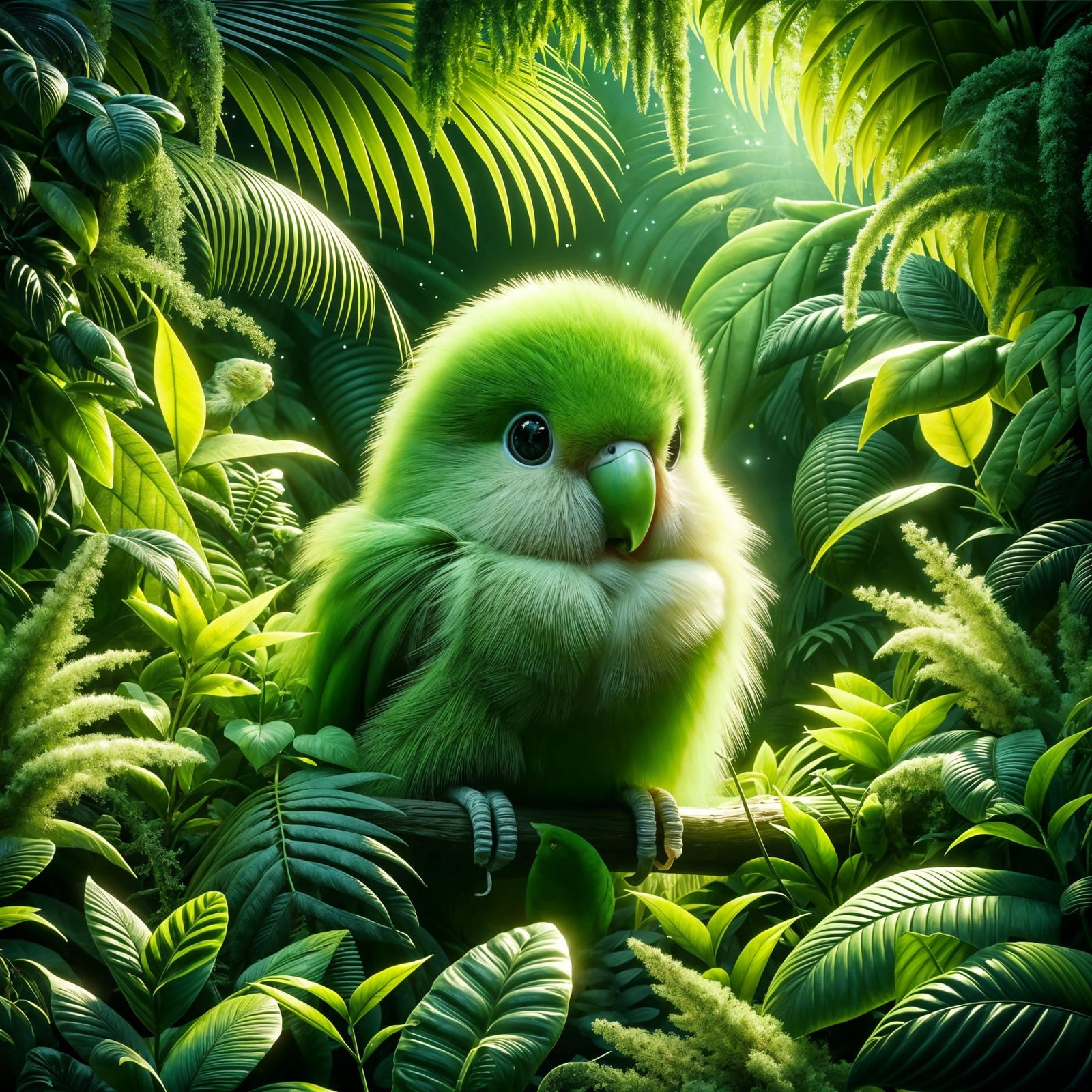 Lovebird in Lush Jungle, High Definition 8K