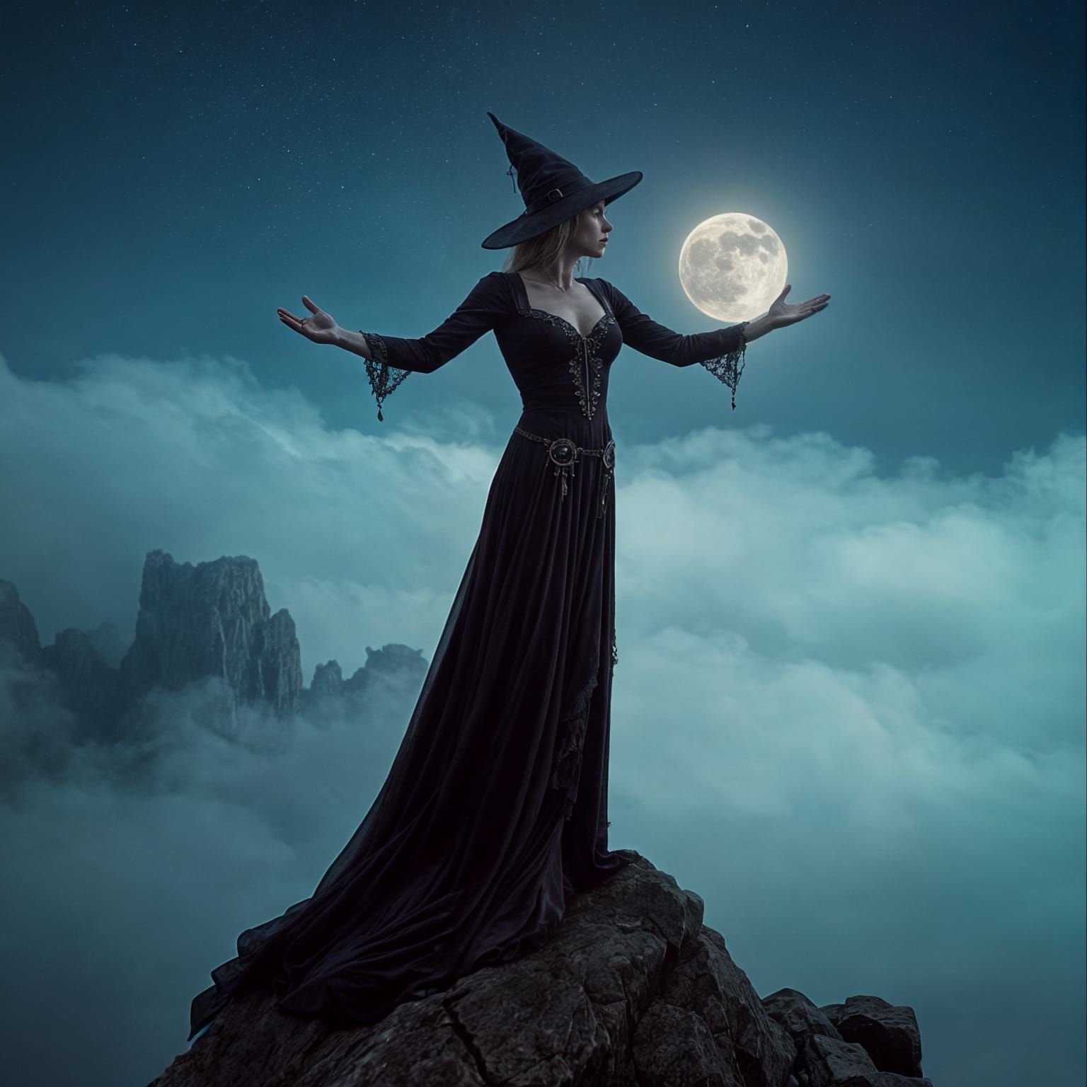 Cinematic Witch in Flight Film Still