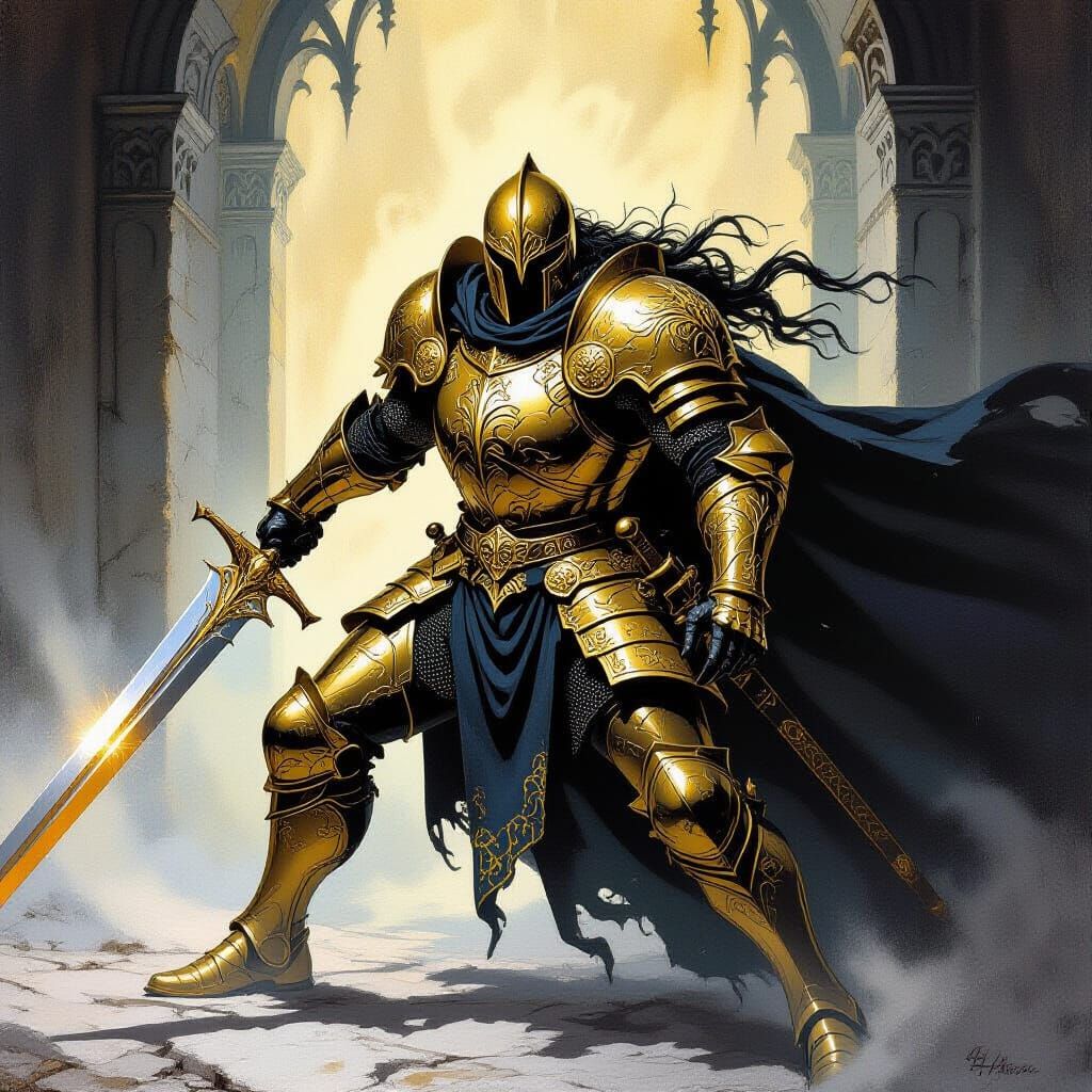 Knight Battles Nosferatu in Dark Fantasy Art