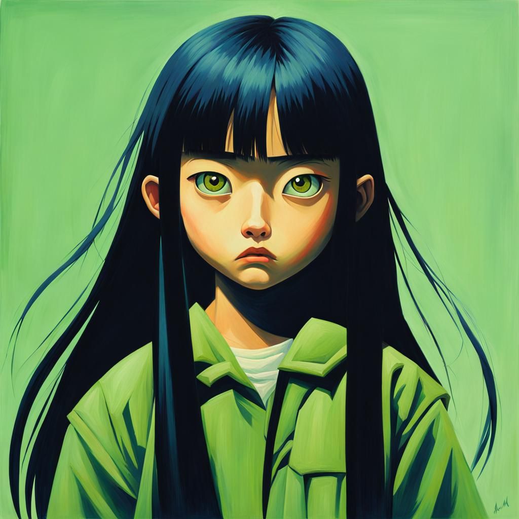 Expressionist Oil Painting of an Angry Girl