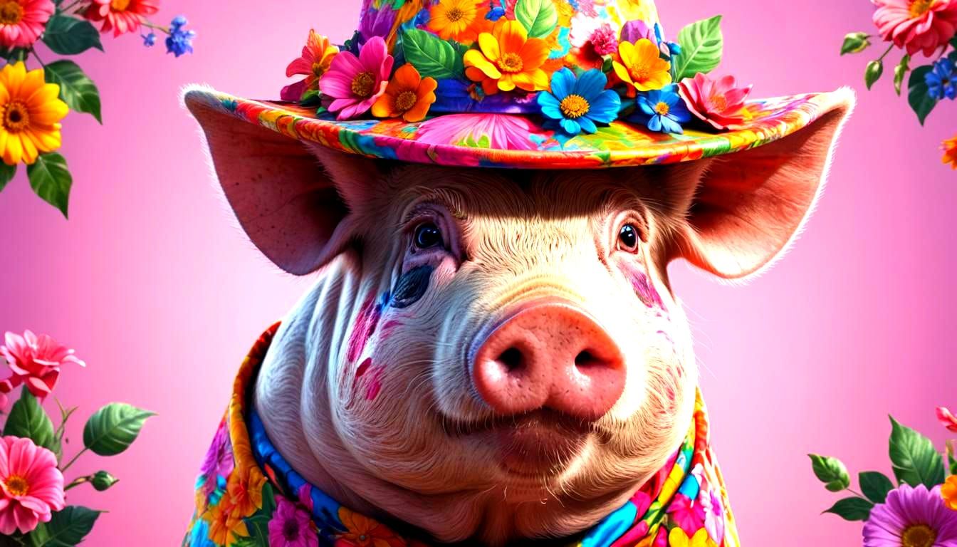 Hyperrealistic Pig Portrait in Acrylic, Detailed Lighting