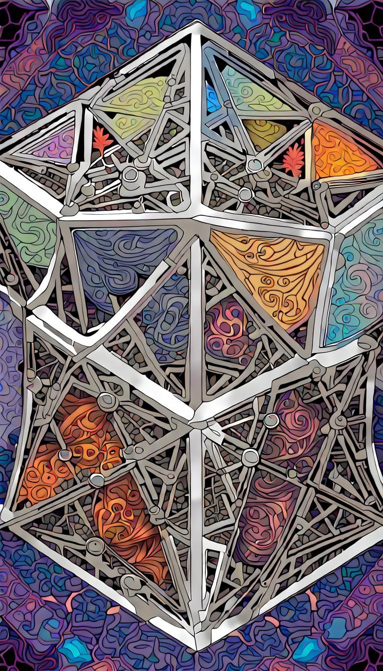 Psychedelic Crystal Metatron's Cube with Geometric Lines