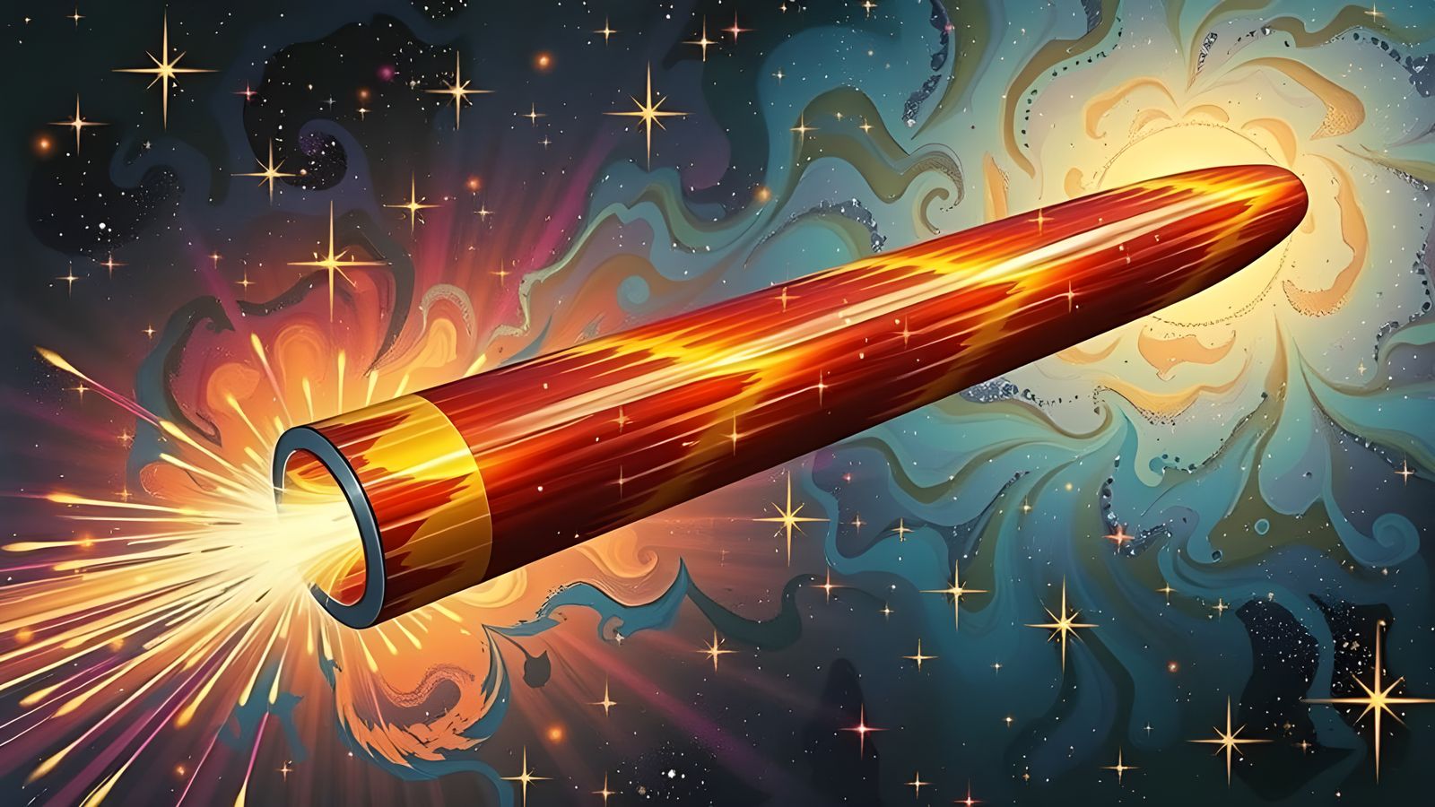 Cosmic Cylinder in Impasto Oil Paint Style