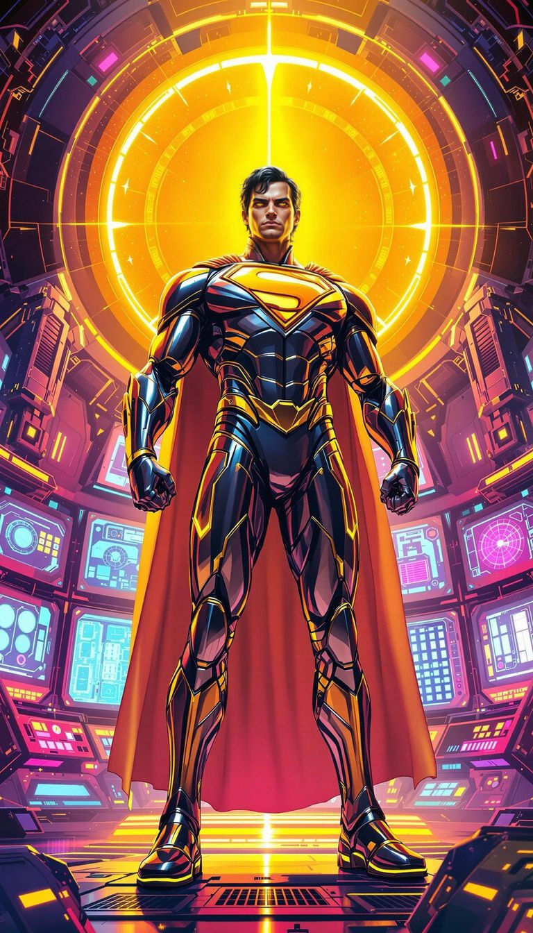 Retrofuture Superman in Futuristic Solitude