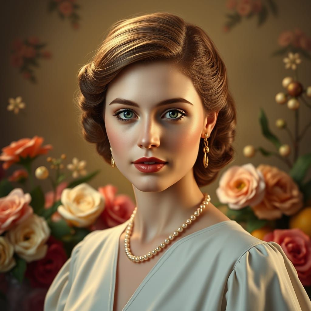 Elegant Young Lady in Oil Painting Style