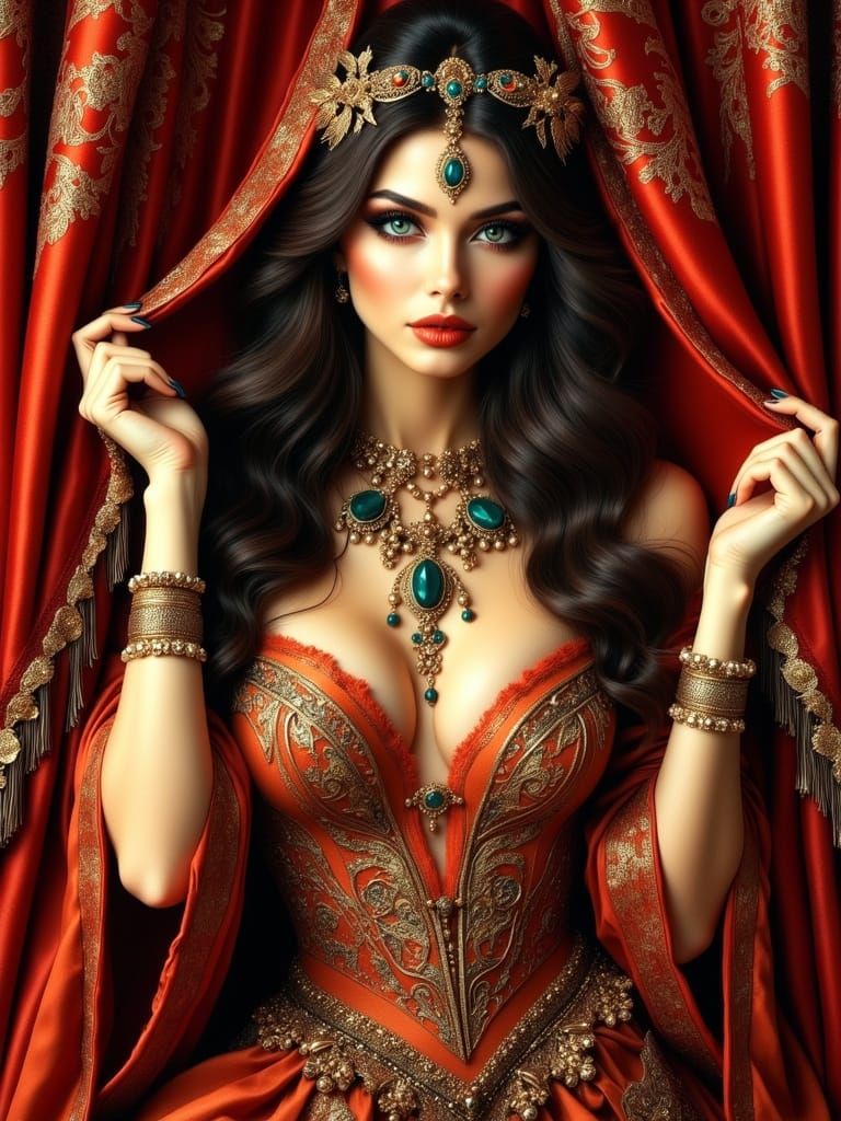 Glamorous Ethereal Portrait in Art Nouveau Style