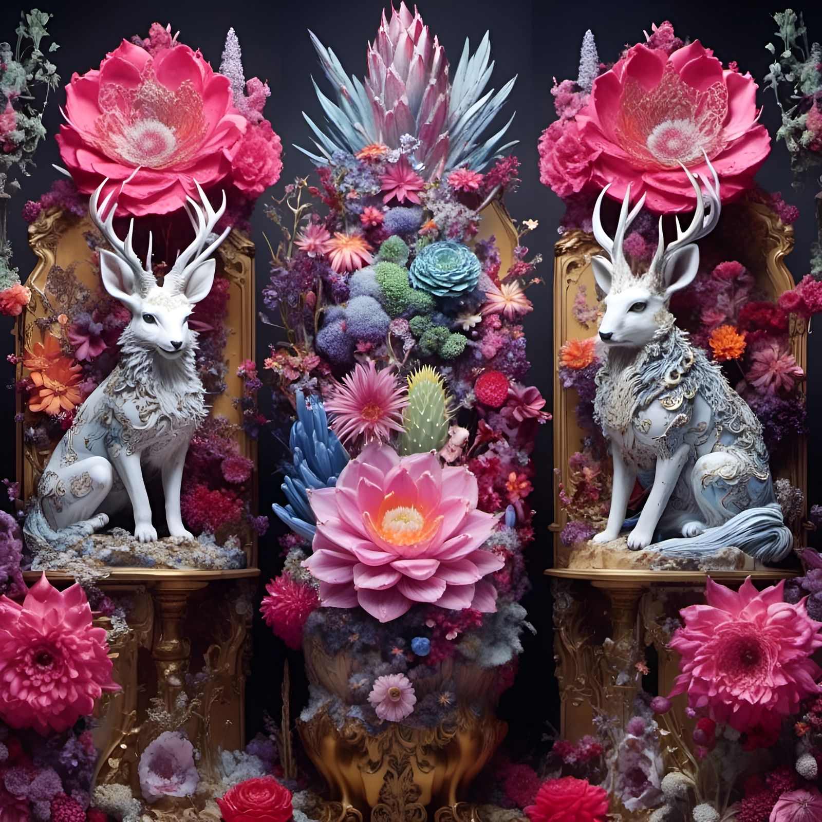 Psychedelic Cactus Explosions in Glass Art Style