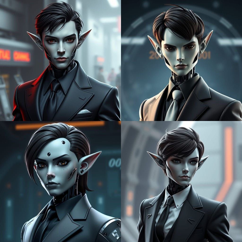 Sci-Fi Robot Agent with Elf Ears