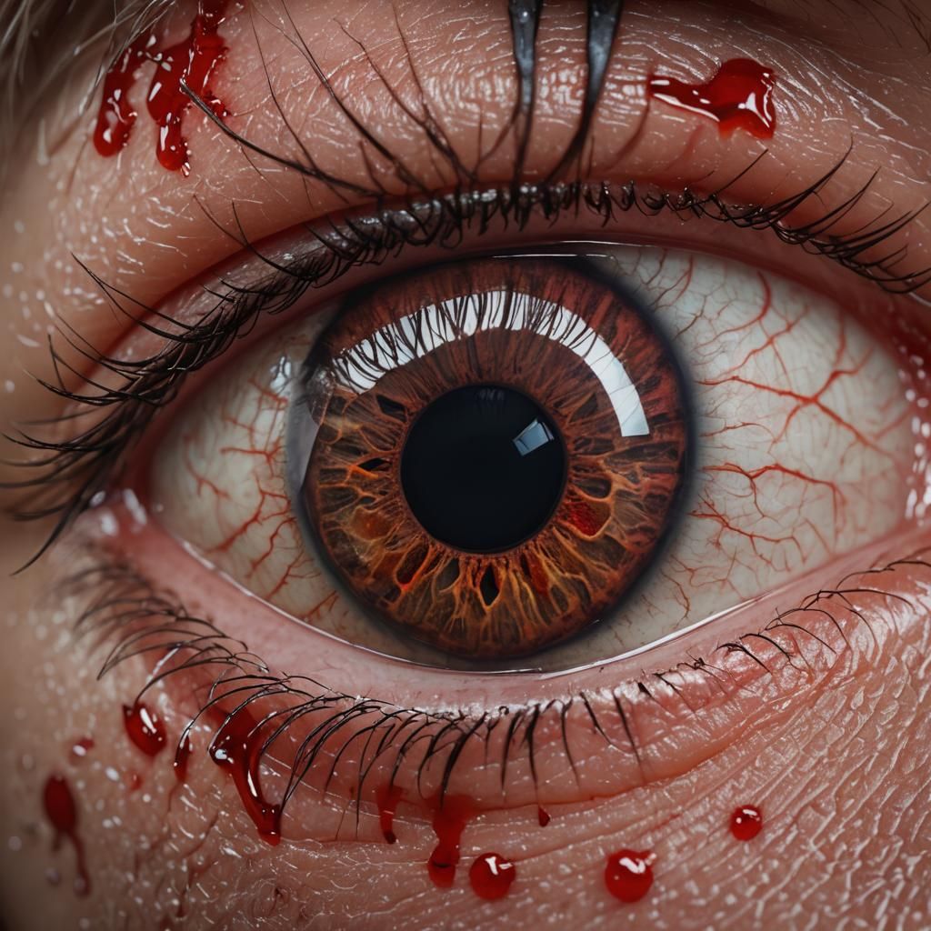 Realistic Infected Eye Macro Photography
