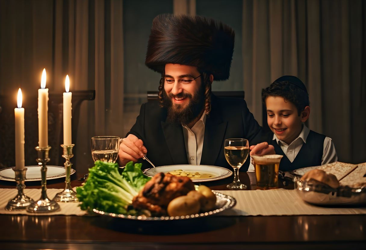 Seder Night Joy in Ultra-Orthodox Hasidic Style