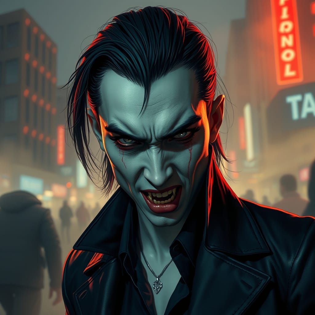 Elegant Vampire in Urban Nightlife