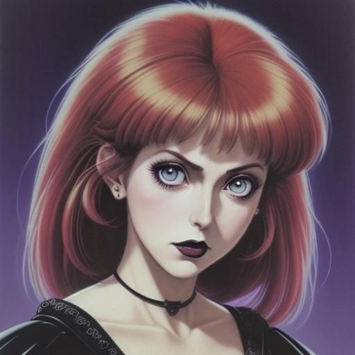 Gothic Anime Character in 1980s Style