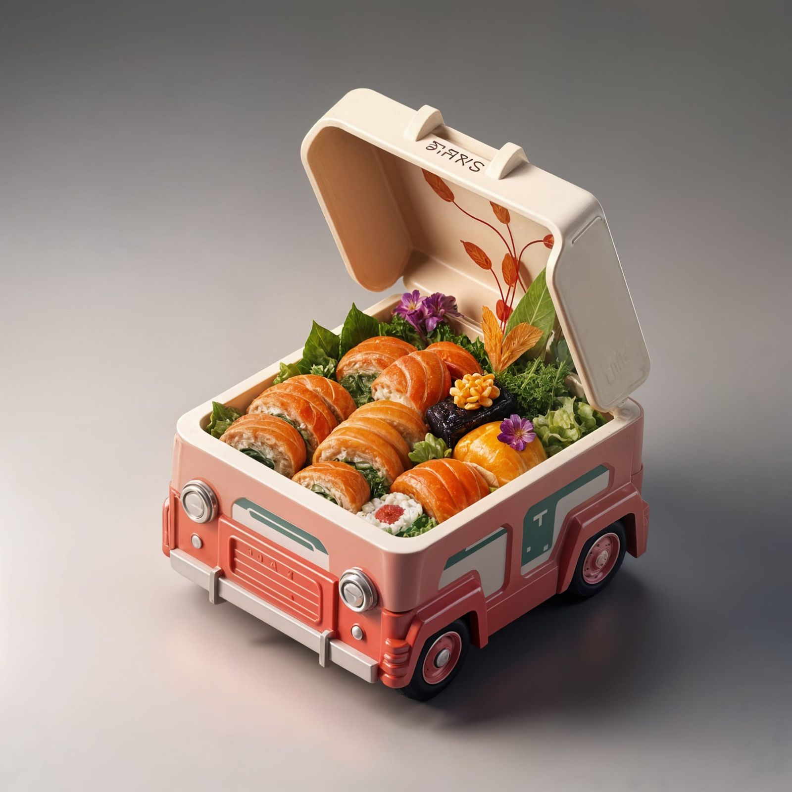 Isometric Sushi Truck Lunchbox: Hyperdetailed Food Art