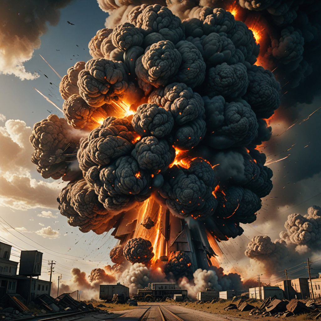 Dramatic Nuclear Explosion in Hyperrealism