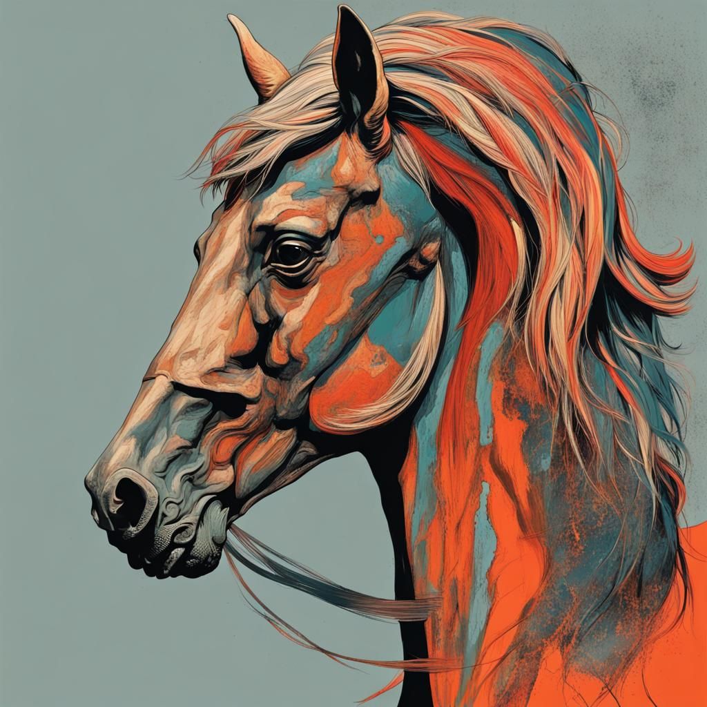 Surreal Horse-Trump Hybrid in Abstract Style