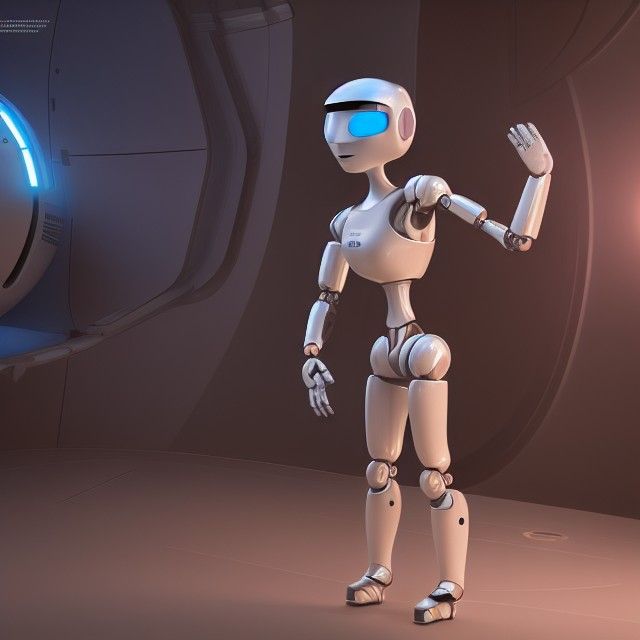 human robot on a spaceship. Pixar, Disney, concept art, 3d d...