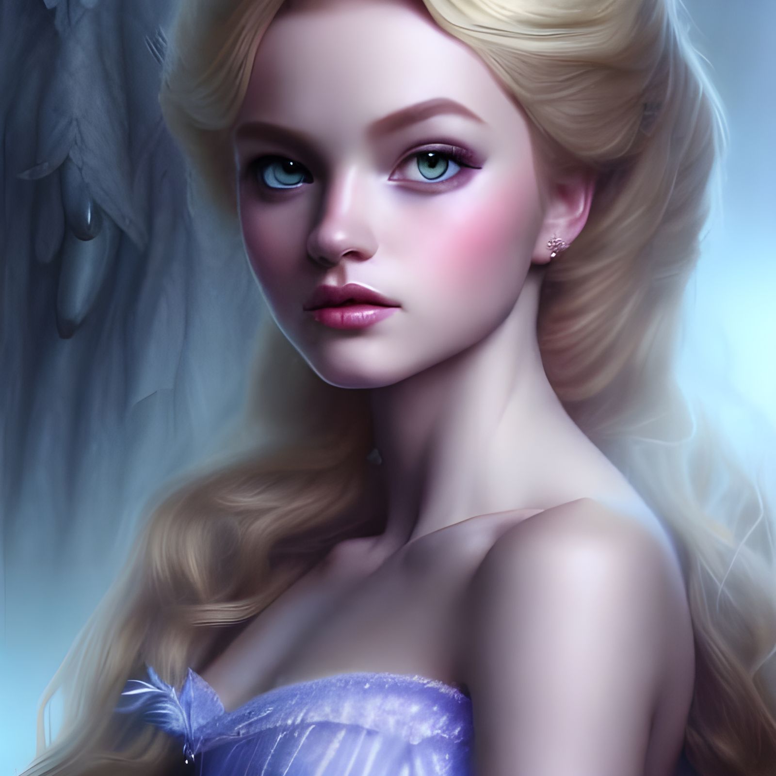 Detailed Portrait of Princess Cinderella in Digital Art Styl...