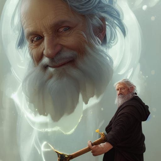 The Wandmaker: Wizard Portrait in Art Nouveau Style