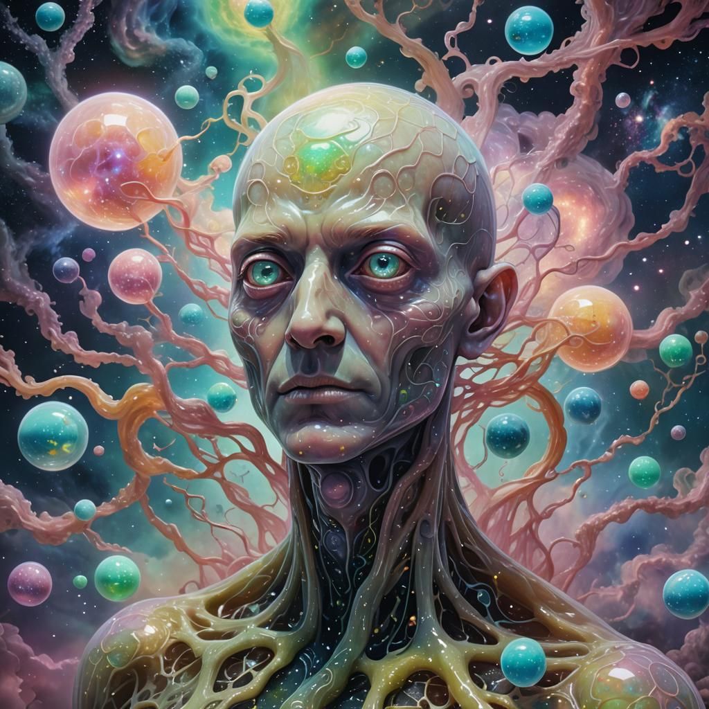 Surreal Ethereal Entity Creates Multiverses in Nebula