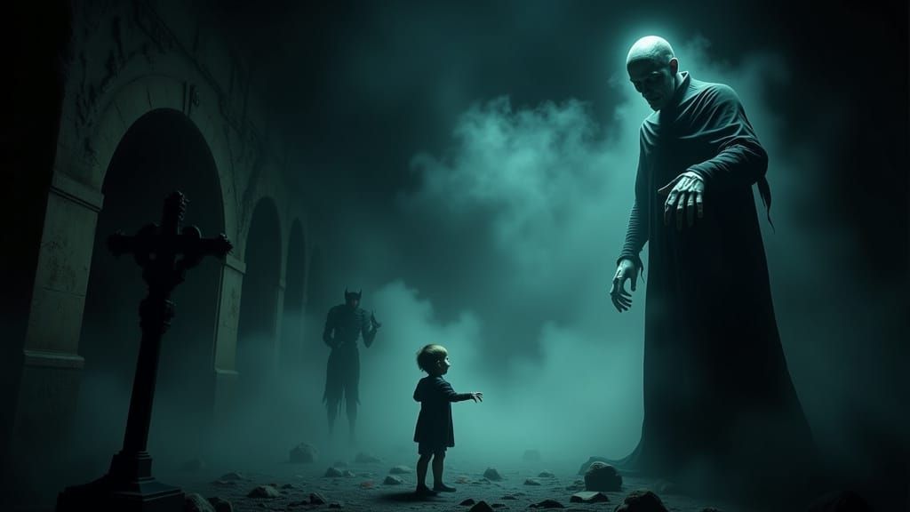 Child's Thrilling Halloween Scare in Haunted House