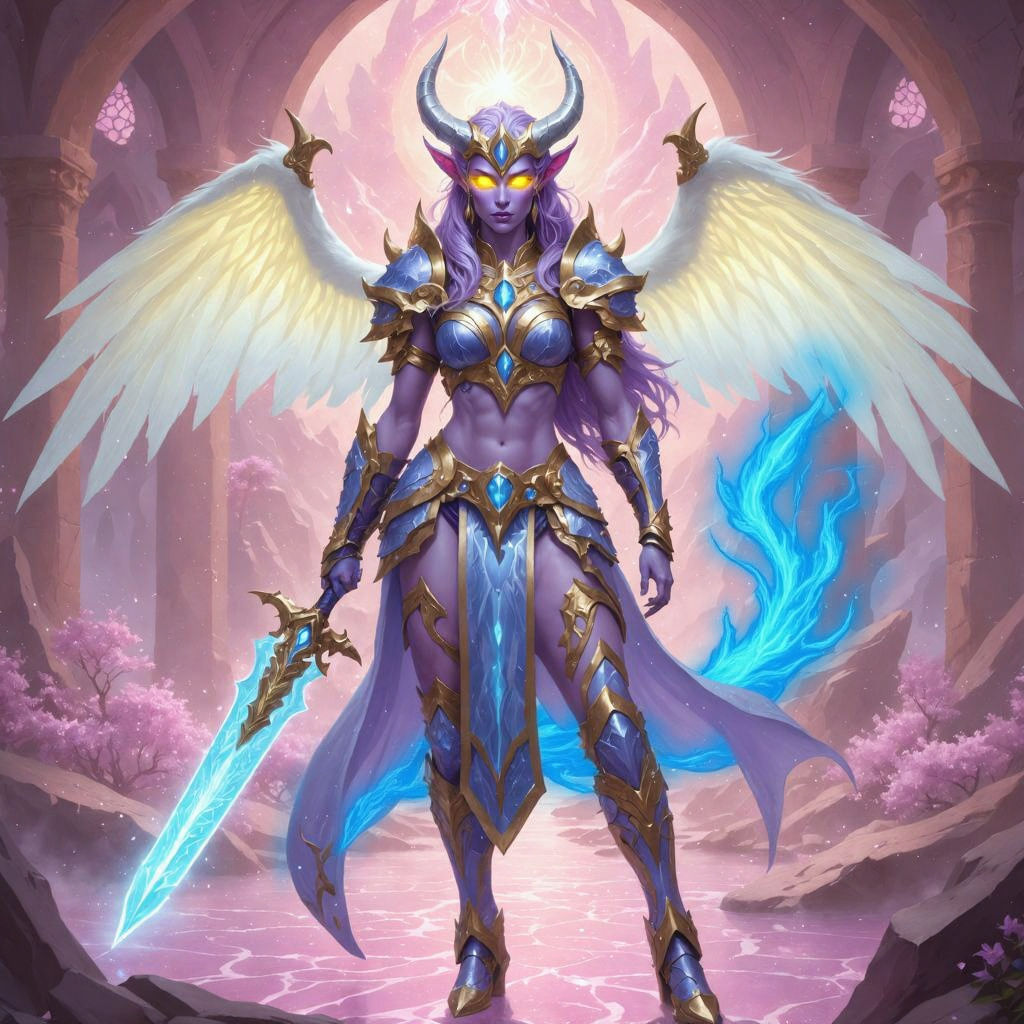 Draenei Paladin in Crystalline Realm Digital Artwork