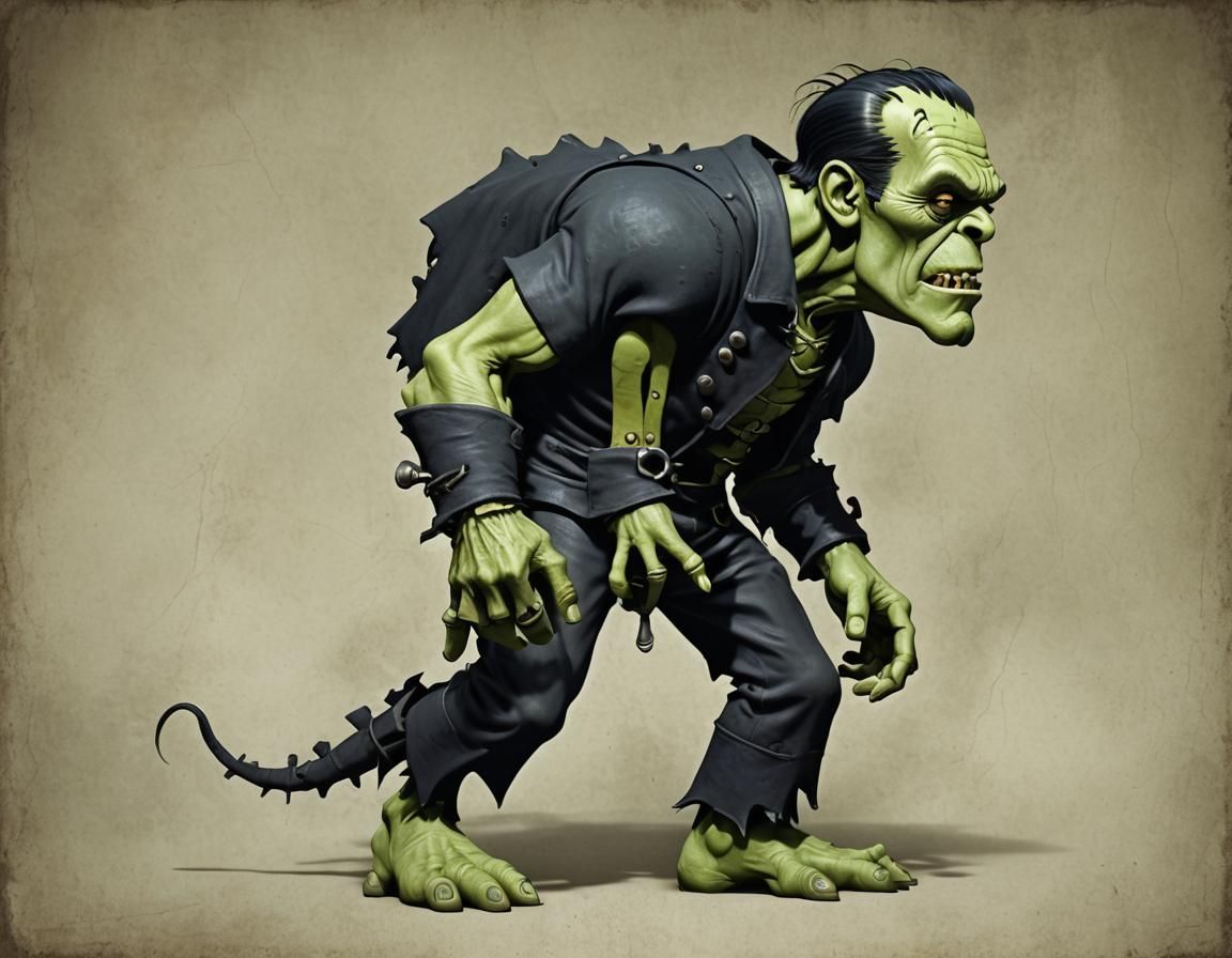 Cartoon Gothic Frankenstein Creature Profile View