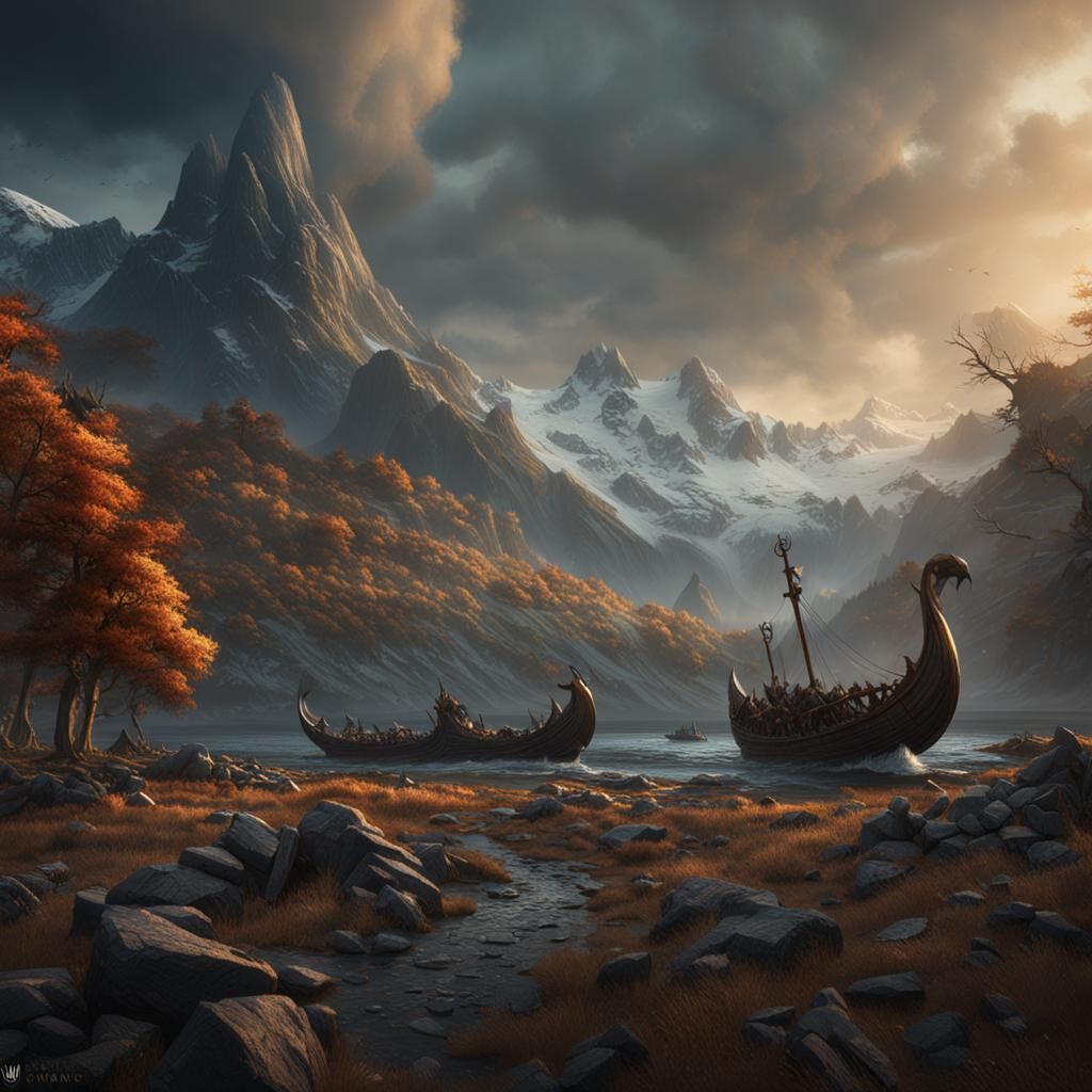 Viking's Vengeance: Detailed Matte Painting
