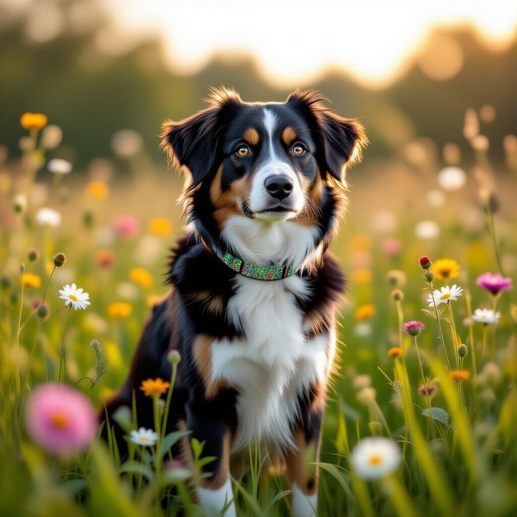 Labrador-Collie Mix in a Magical Meadow