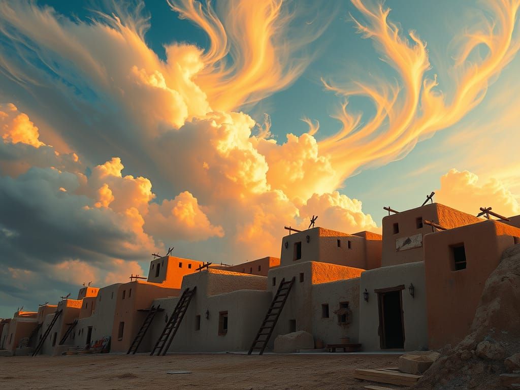Taos Pueblo: Ladders to the Sky, Digital Art