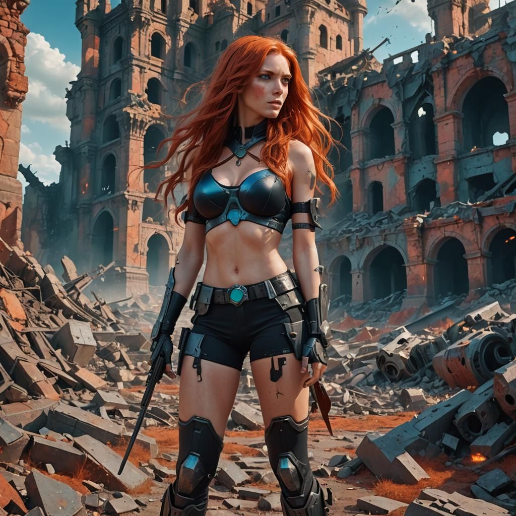 Fantasy Warrior in Ruined Battlefield Concept Art