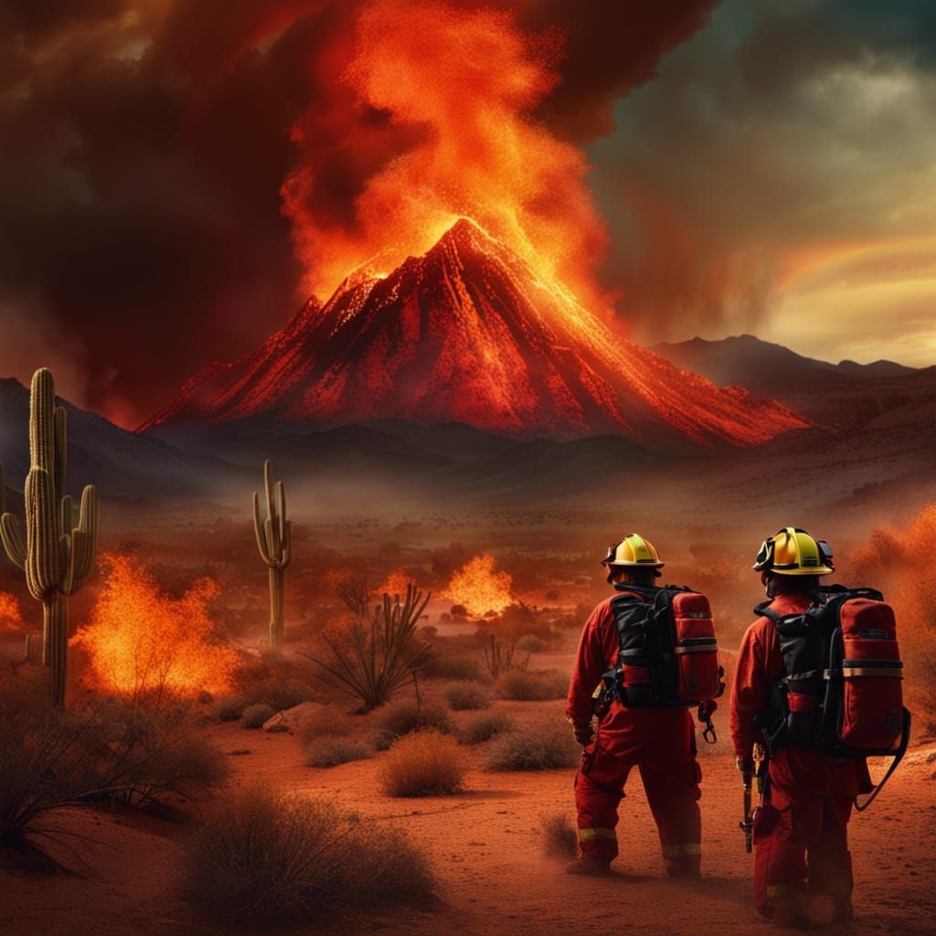 Sonoran Desert Firefighters: A Detailed Matte Painting