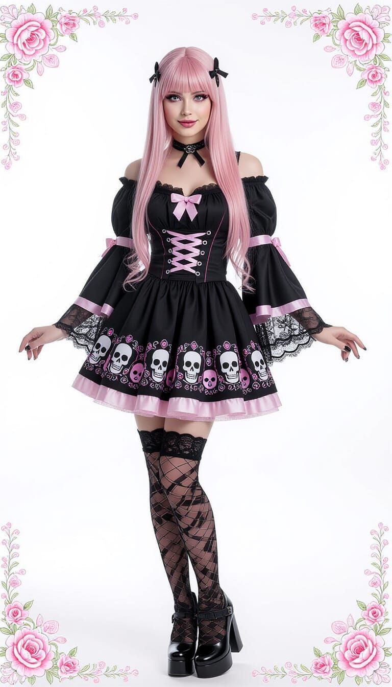 Gothic Woman with Scythe in Anime Style