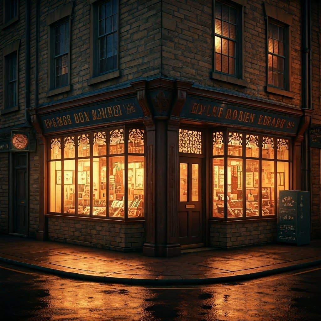 Whimsical Yorkshire Corner Shop Scene in Cinematic Hyperreal...