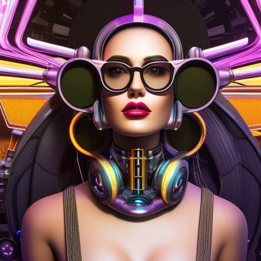 Retro-Futuristic Woman with Polarized Glasses, Digital Art