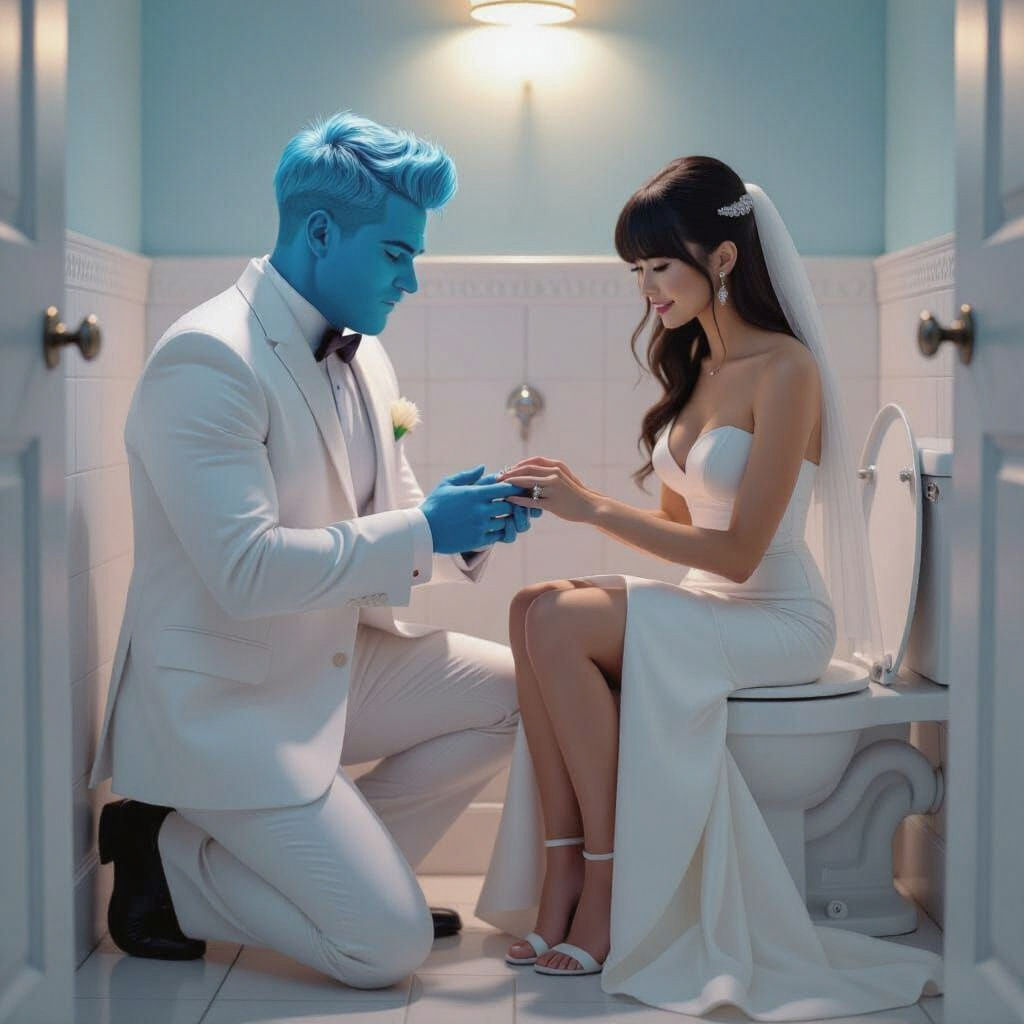 Cosmic Iceman Proposes in Bathroom Wedding Scene