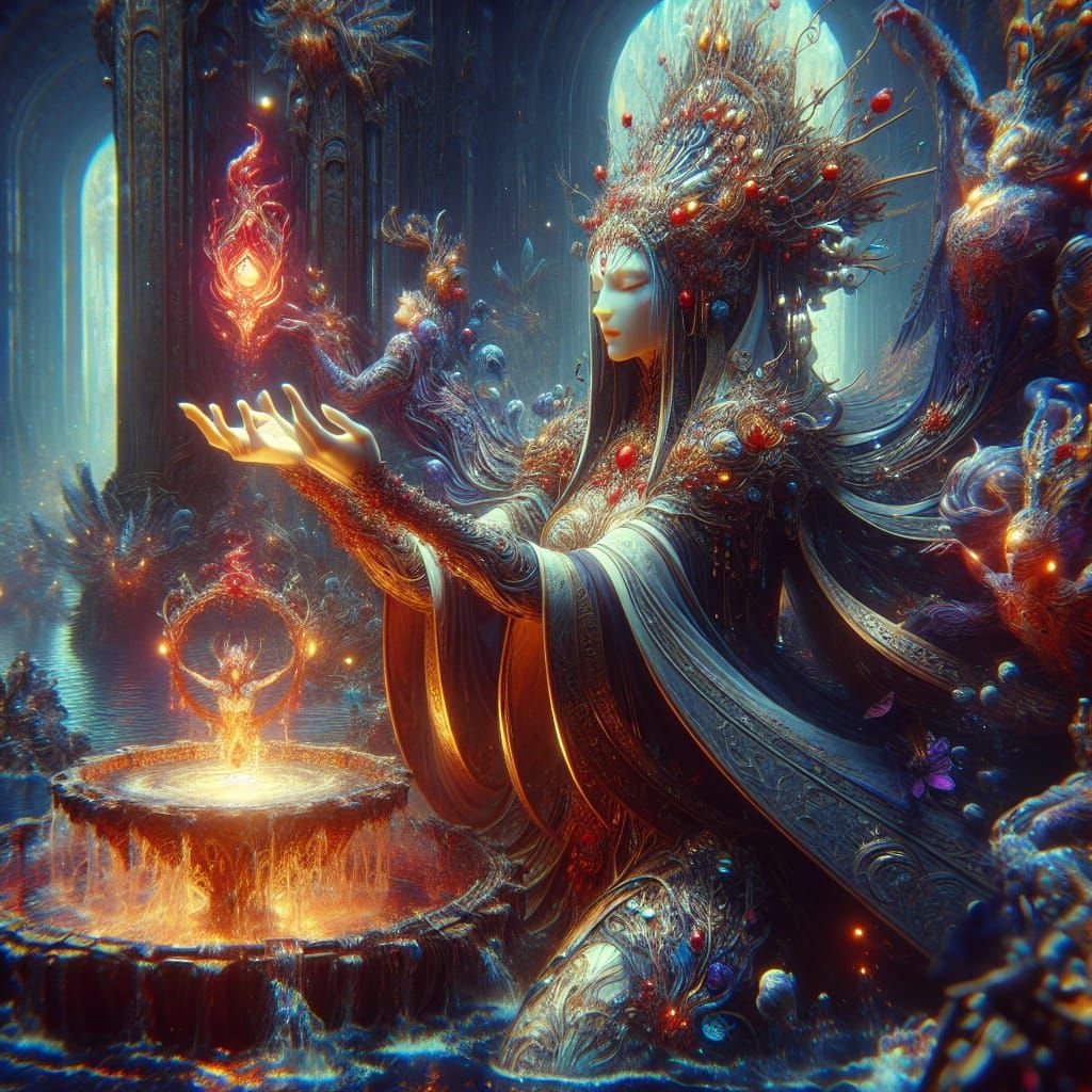 Fantastical Holy Woman in Detailed Matte Painting