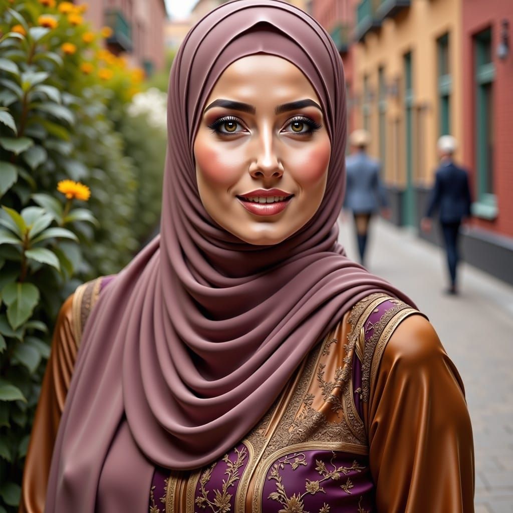 Surreal Portrait of a Hijabi Woman in a Floral Setting