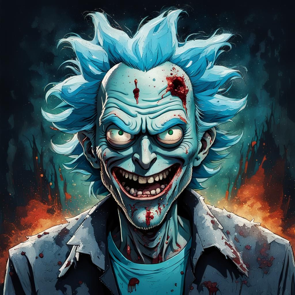 Grungy Vampire Rick Sanchez Portrait