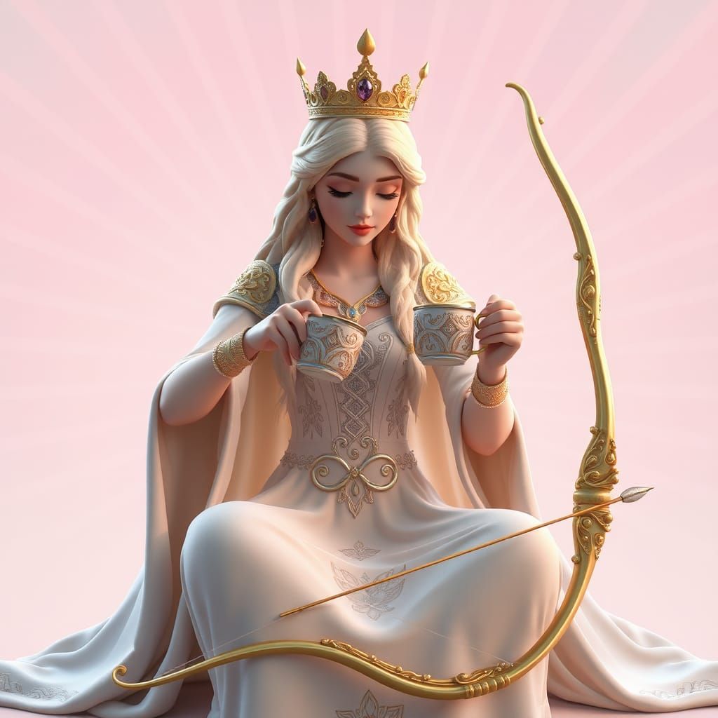 Serene Temperance Queen in Dreamlike 3D Digital Art
