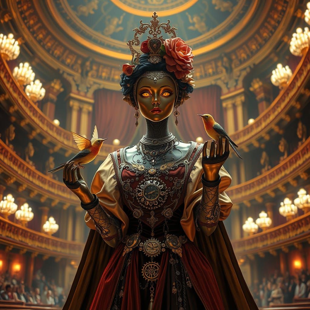 Steampunk Automaton Prima Donna in Baroque Opera House