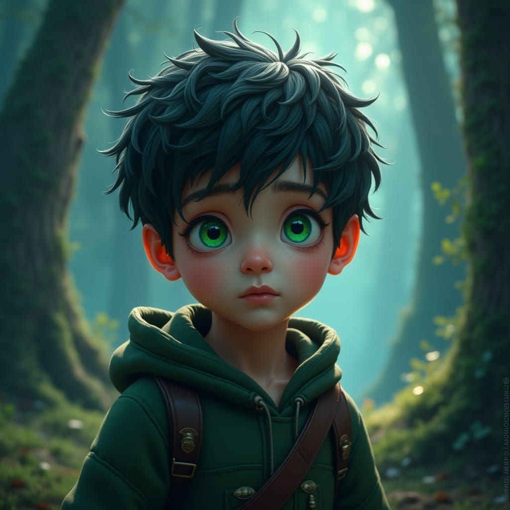 Fantasy Boy with Heterochromatic Eyes in Digital Matte Paint...