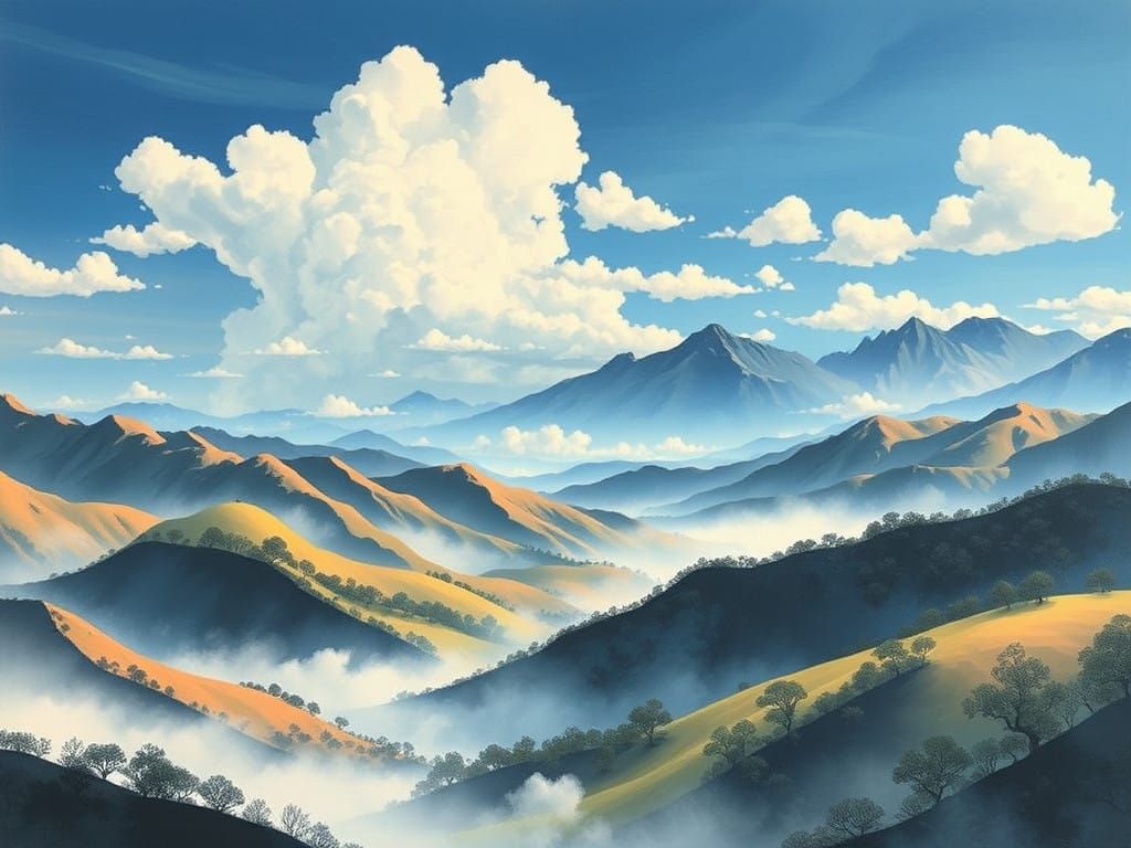 Serene Chinese Landscape in Traditional Oil Painting Style