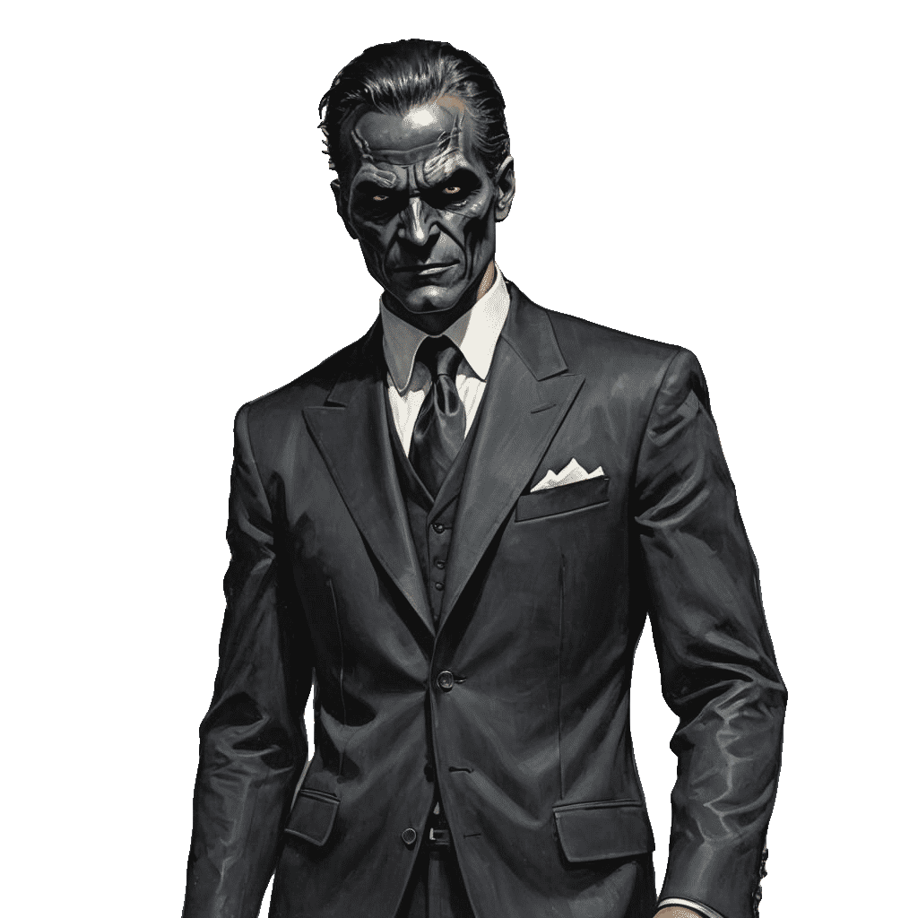 Ominous Man in Black Suit Portrait