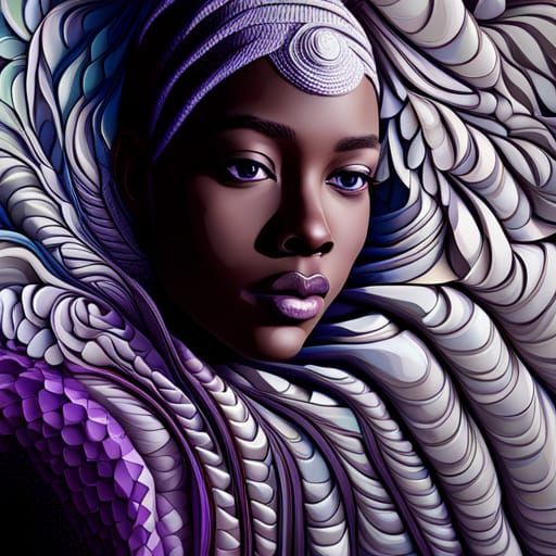 3D Paper Sculpture: Purple-Eyed Girl in Theatre