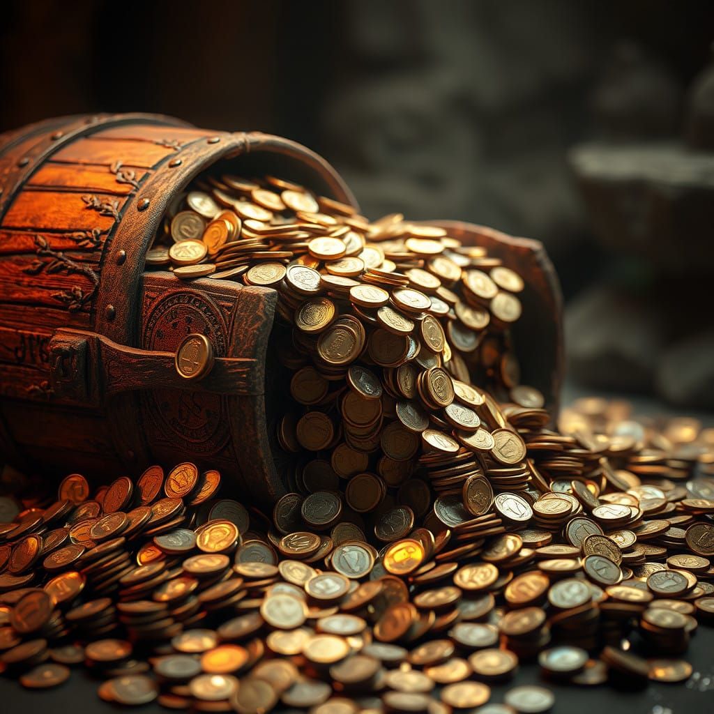 Treasure Overflowing Rustic Barrel in Ultra HD