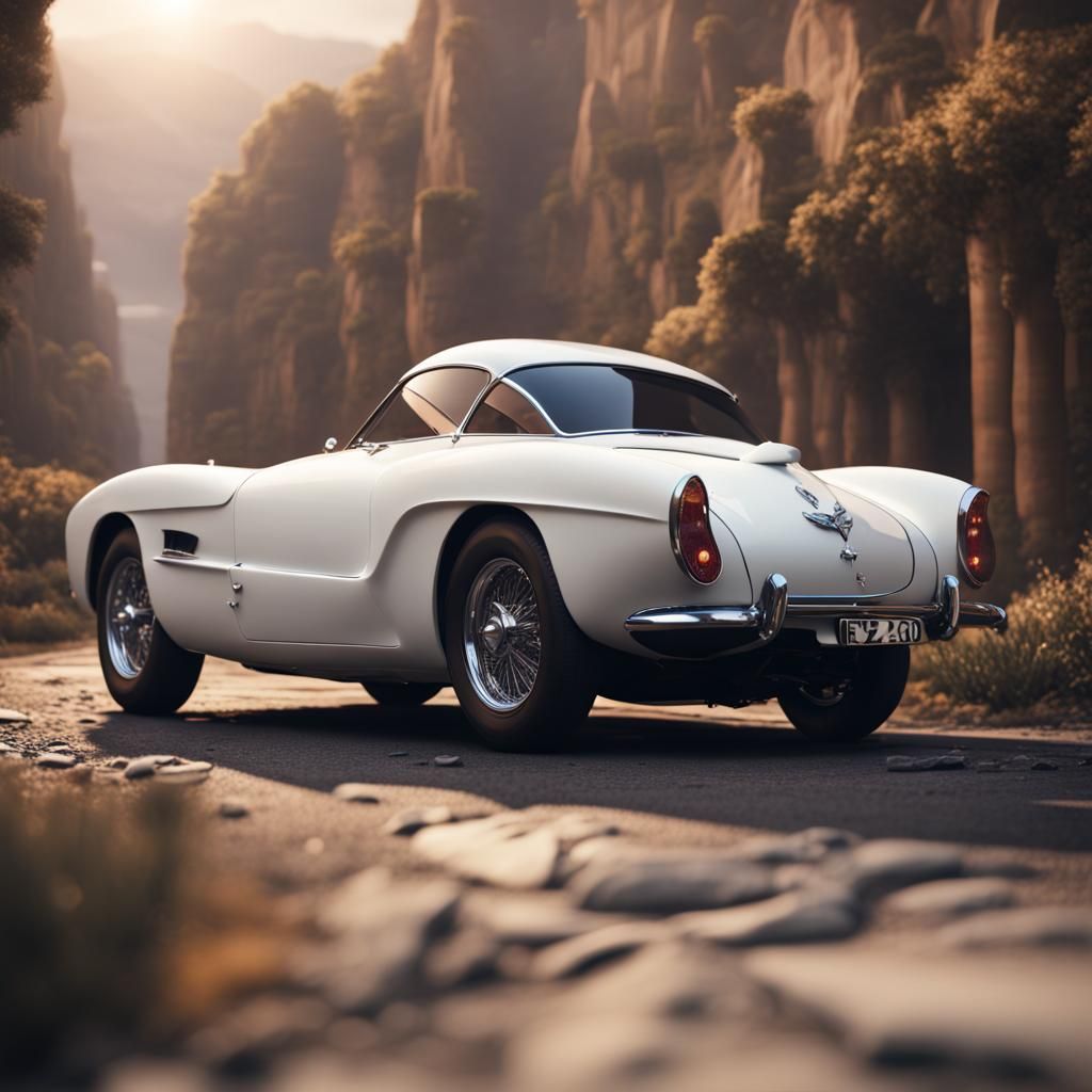 White Supercar Coupe in Detailed Matte Style