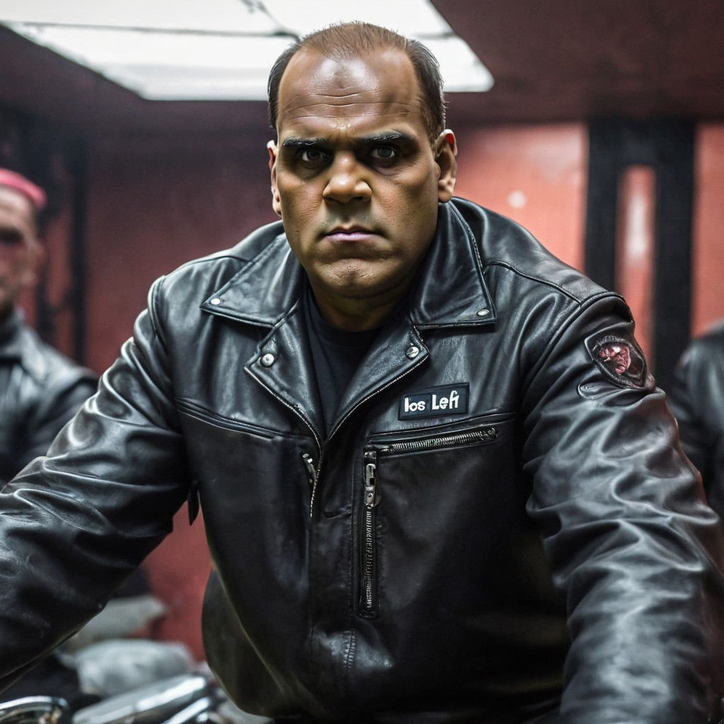 Tough Biker in a Gang Cinematic Portrait