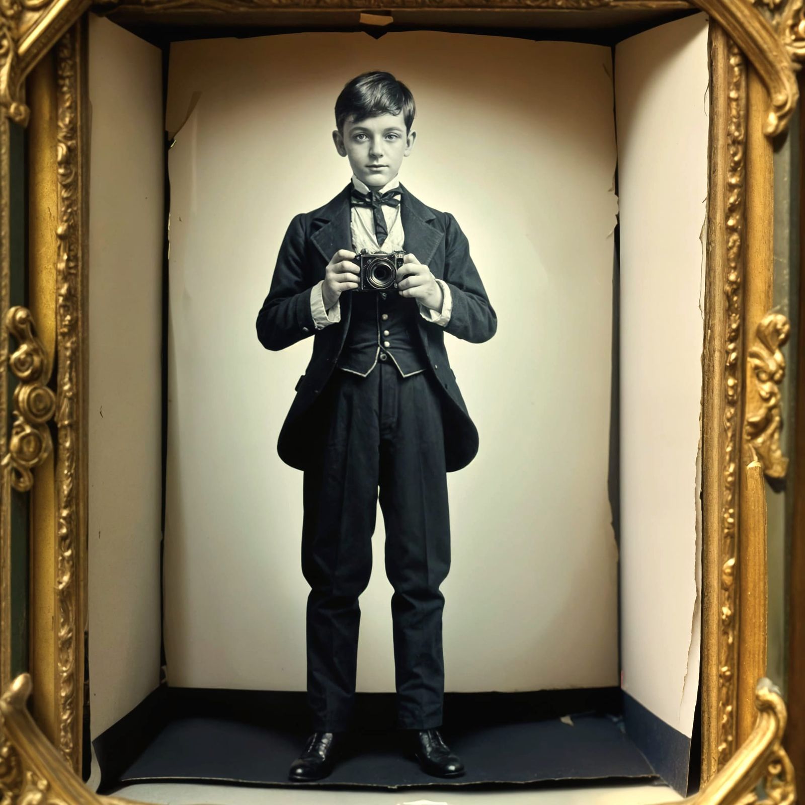 Photorealistic Victorian Boy in Shadow Play